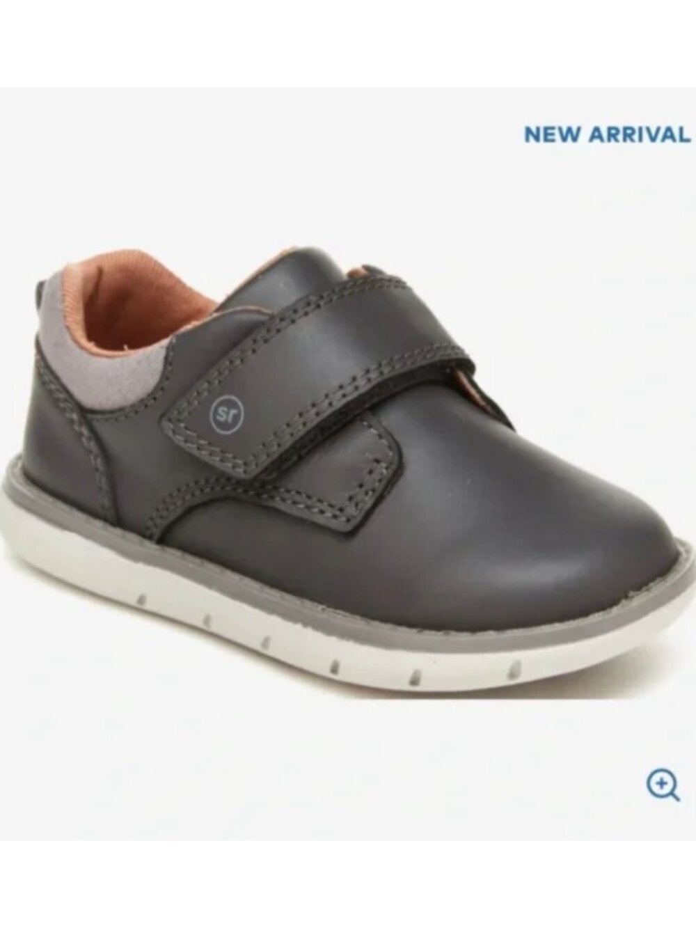 Stride Rite Griffin Gray Leather Trim Boys Sneakers Shoes 10